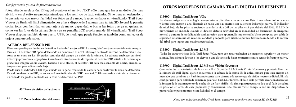 Otros modelos de cámara trail digital de bushnell | Bushnell 11-9000 User Manual | Page 22 / 45