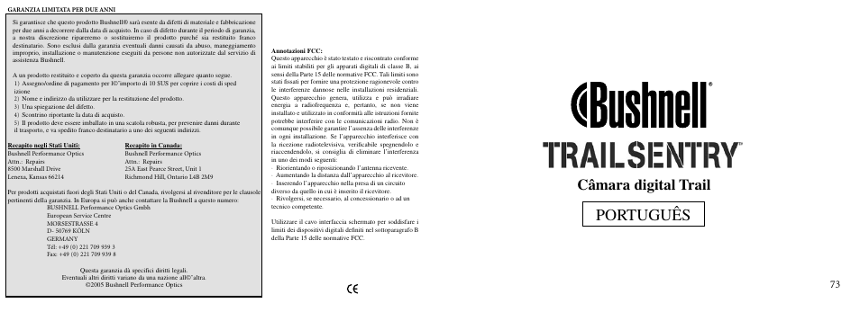 Português, Câmara digital trail | Bushnell 11-9000 User Manual | Page 37 / 45