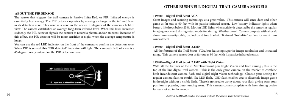 Other bushnell digital trail camera models | Bushnell 11-9000 User Manual | Page 8 / 45