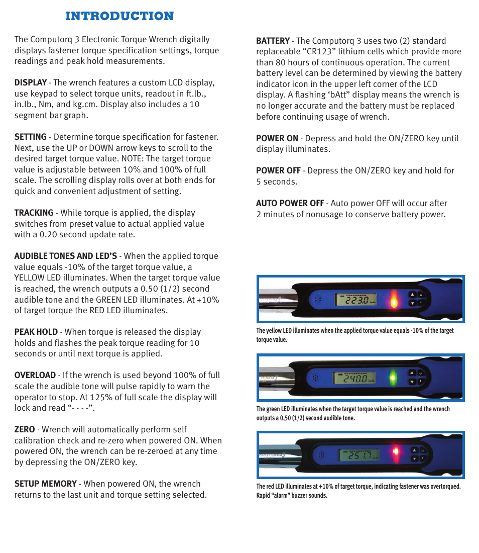 Introduction | CDI Torque COMPUTORQ3 Electronic Torque Wrench User Manual | Page 3 / 6