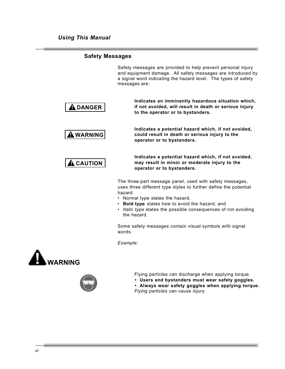 Warning | CDI Torque MULTITEST Government User Manual | Page 10 / 96