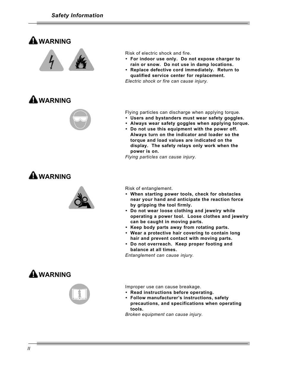 Warning | CDI Torque MULTITEST Government User Manual | Page 12 / 96