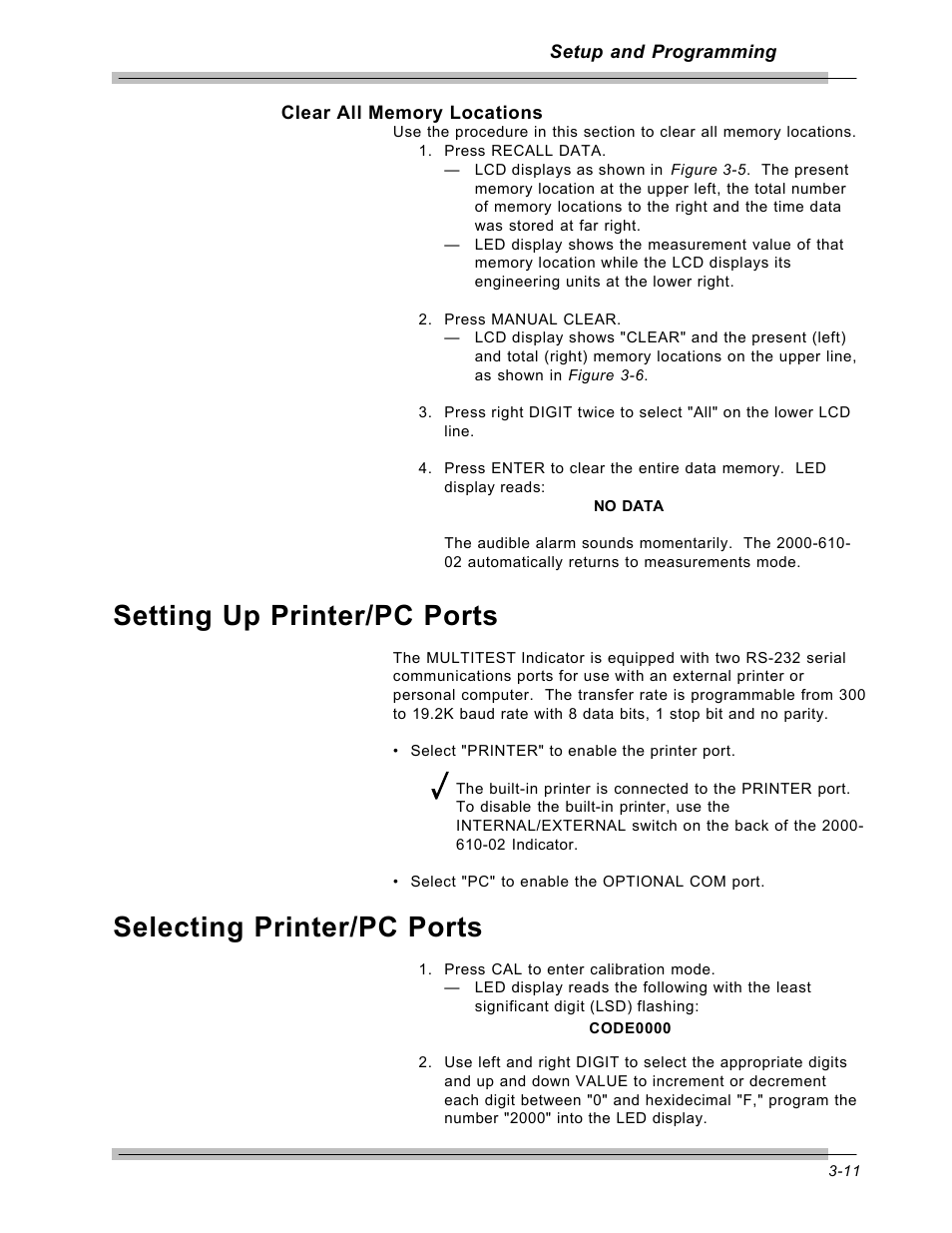 Setting up printer/pc ports, Selecting printer/pc ports | CDI Torque MULTITEST Government User Manual | Page 41 / 96