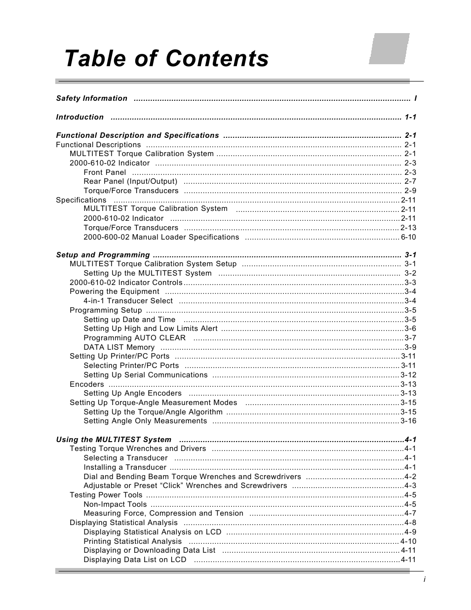 CDI Torque MULTITEST Government User Manual | Page 5 / 96