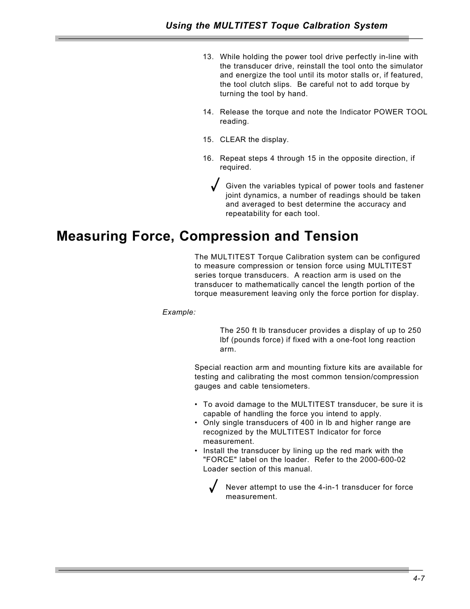 Measuring force, compression and tension | CDI Torque MULTITEST Government User Manual | Page 55 / 96
