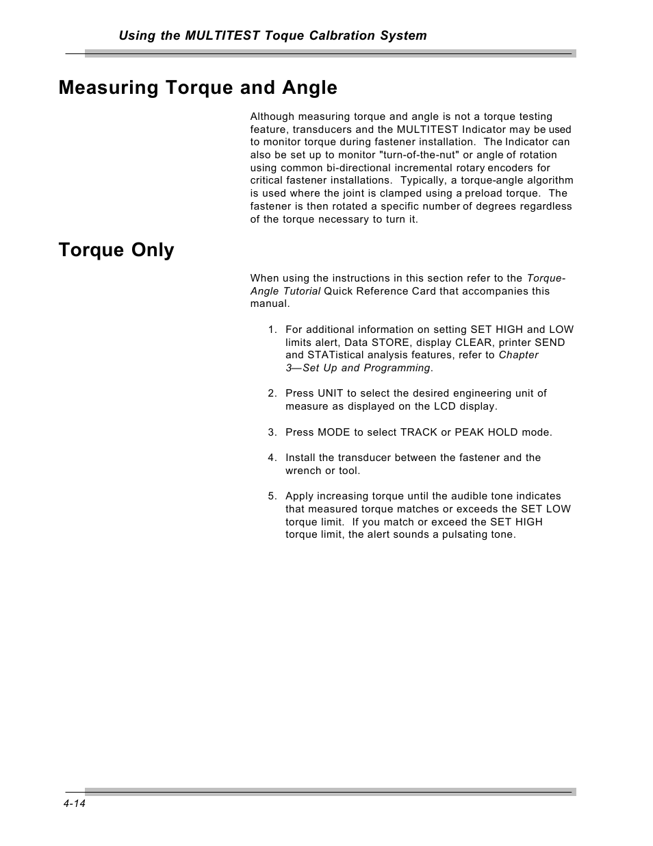 Measuring torque and angle, Torque only | CDI Torque MULTITEST Government User Manual | Page 62 / 96