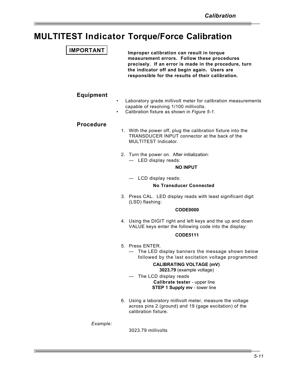 Multitest indicator torque/force calibration | CDI Torque MULTITEST Government User Manual | Page 75 / 96