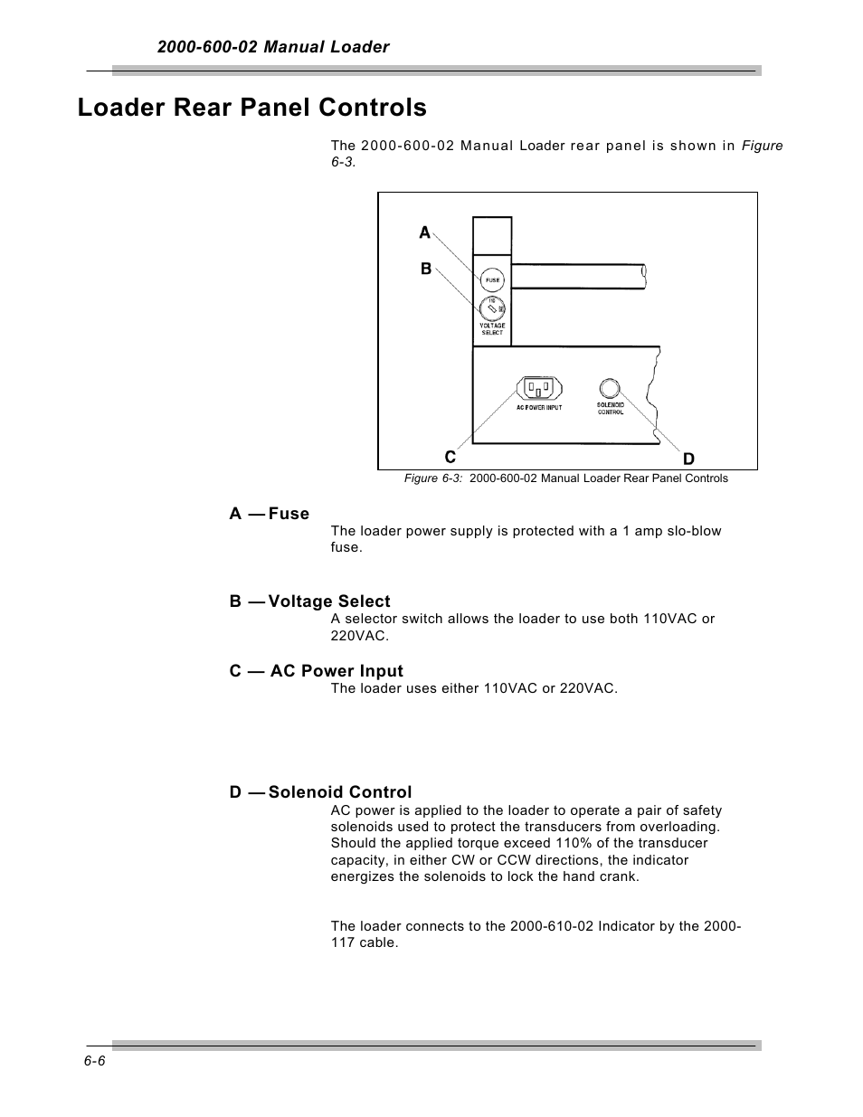 Loader rear panel controls | CDI Torque MULTITEST Government User Manual | Page 84 / 96