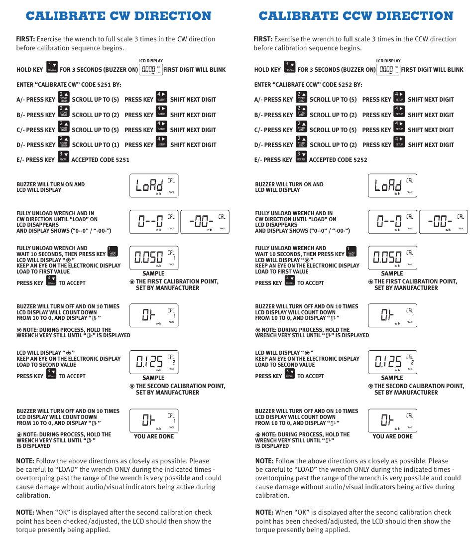 Calibrate cw direction calibrate ccw direction | CDI Torque COMPUTORQ II Electronic Torque Wrench User Manual | Page 9 / 12