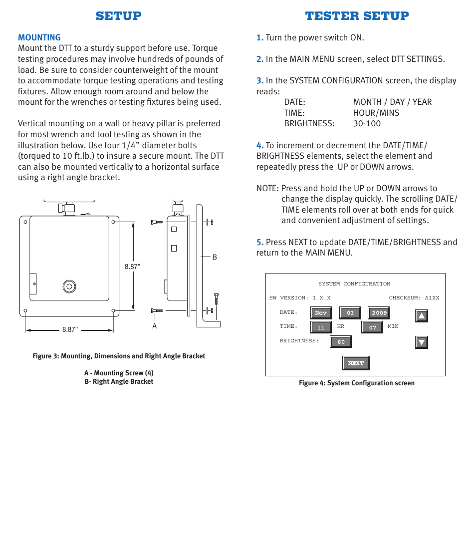 Setup, Tester setup | CDI Torque TORQUE AND ANGLE Electronic Torque Wrench User Manual | Page 7 / 12