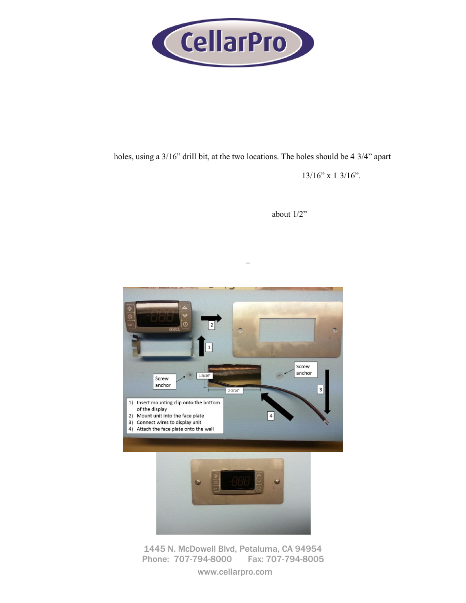 CellarPro RETROFIT REMOTE DISPLAY SPLIT, 7513 User Manual | 1 page