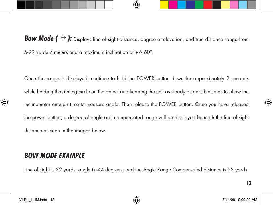 Bow mode, Bow mode example | Bushnell Cabela's VLR II User Manual | Page 13 / 20