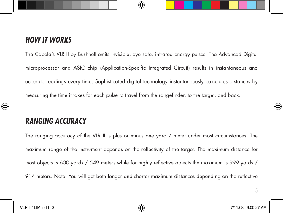 How it works, Ranging accuracy | Bushnell Cabela's VLR II User Manual | Page 3 / 20