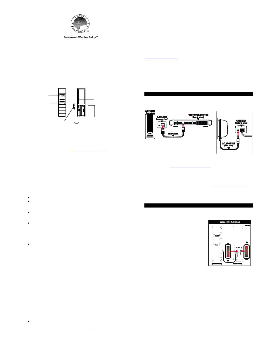 CellarPro LA CROSSE WIRELESS SENSOR & GATEWAY, 7275 User Manual | 2 pages