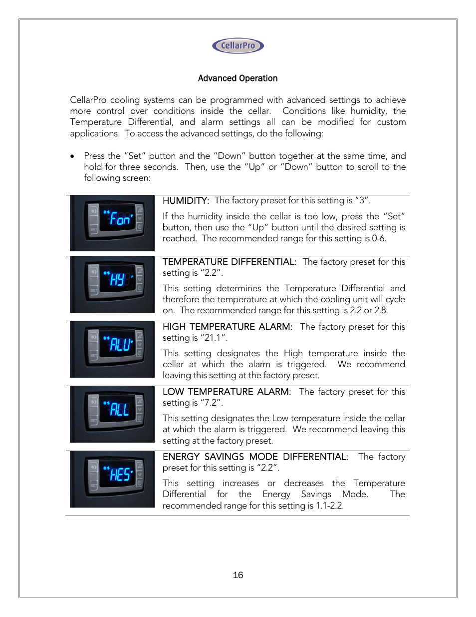 CellarPro 1800XT-220V WARRANTY SERVICE, 11402 User Manual | Page 17 / 23