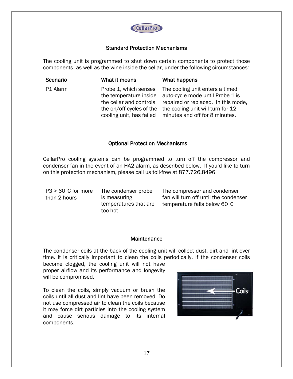 CellarPro 1800XT-220V WARRANTY SERVICE, 11402 User Manual | Page 18 / 23