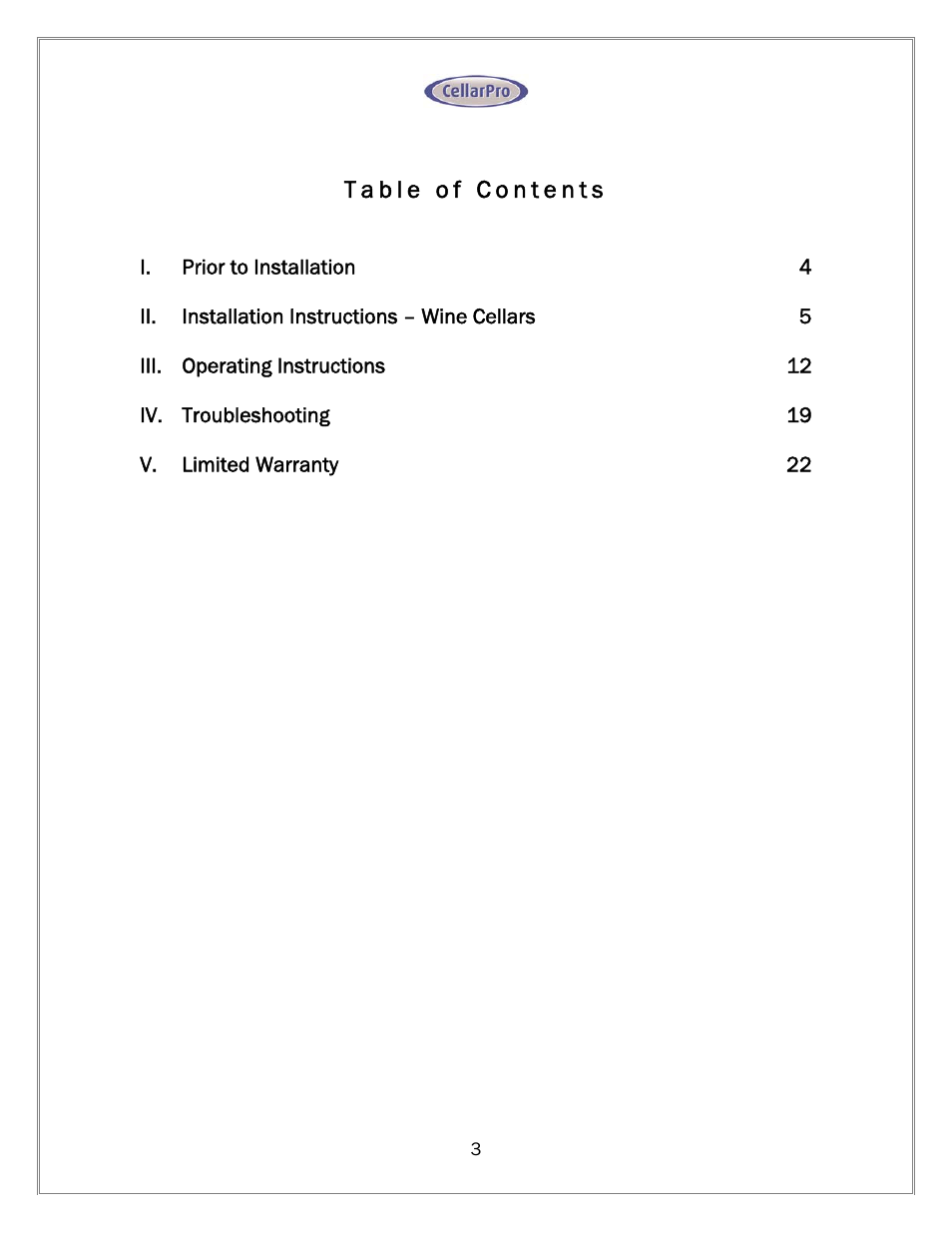 CellarPro 1800XT-220V WARRANTY SERVICE, 11402 User Manual | Page 4 / 23