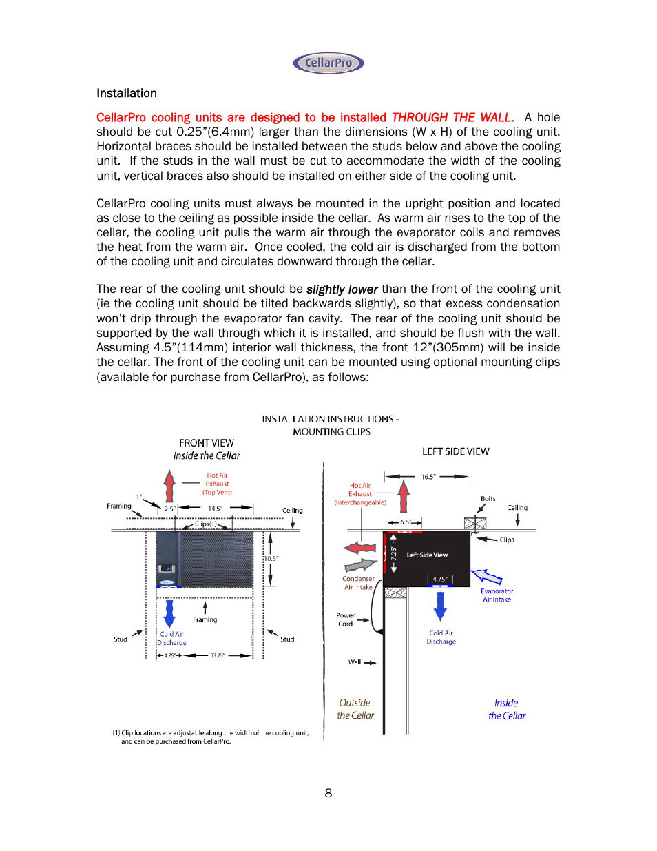 CellarPro 1800XT-220V WARRANTY SERVICE, 11402 User Manual | Page 9 / 23