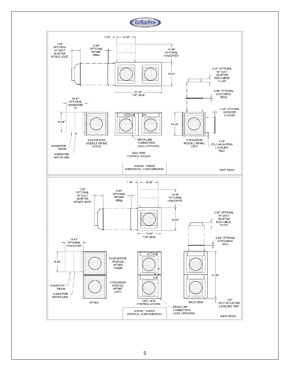 CellarPro AIR HANDLER 6500 HORIZONTAL, 7090 User Manual | Page 5 / 40