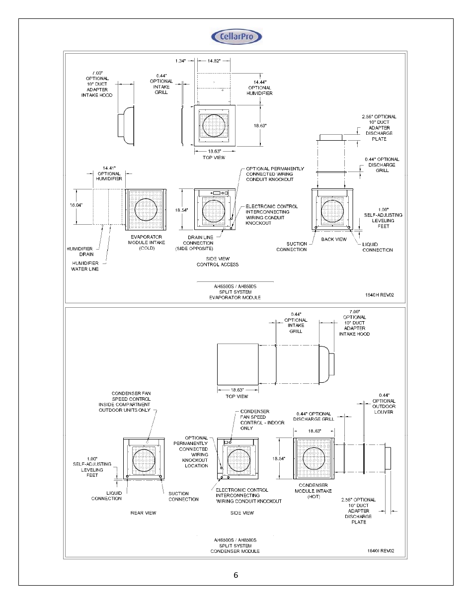 CellarPro AIR HANDLER 6500 HORIZONTAL, 7090 User Manual | Page 6 / 40