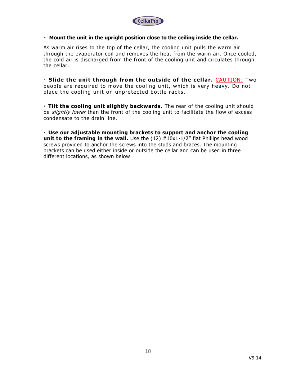 CellarPro 6200VSi User Manual | Page 10 / 27