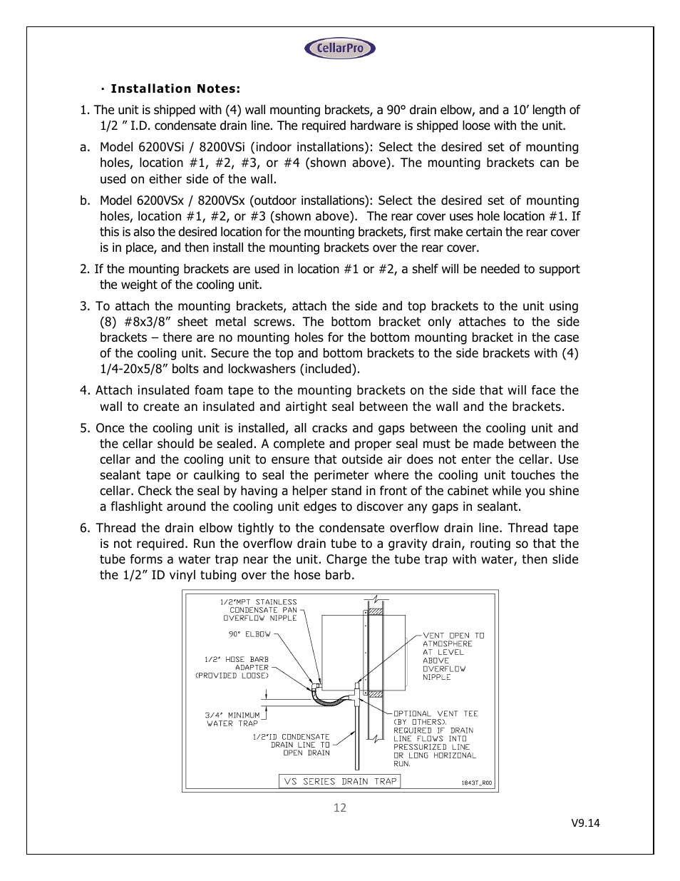 CellarPro 6200VSi User Manual | Page 12 / 27