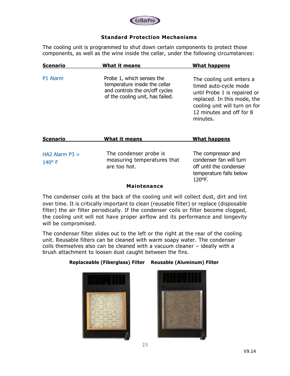 CellarPro 6200VSi User Manual | Page 23 / 27