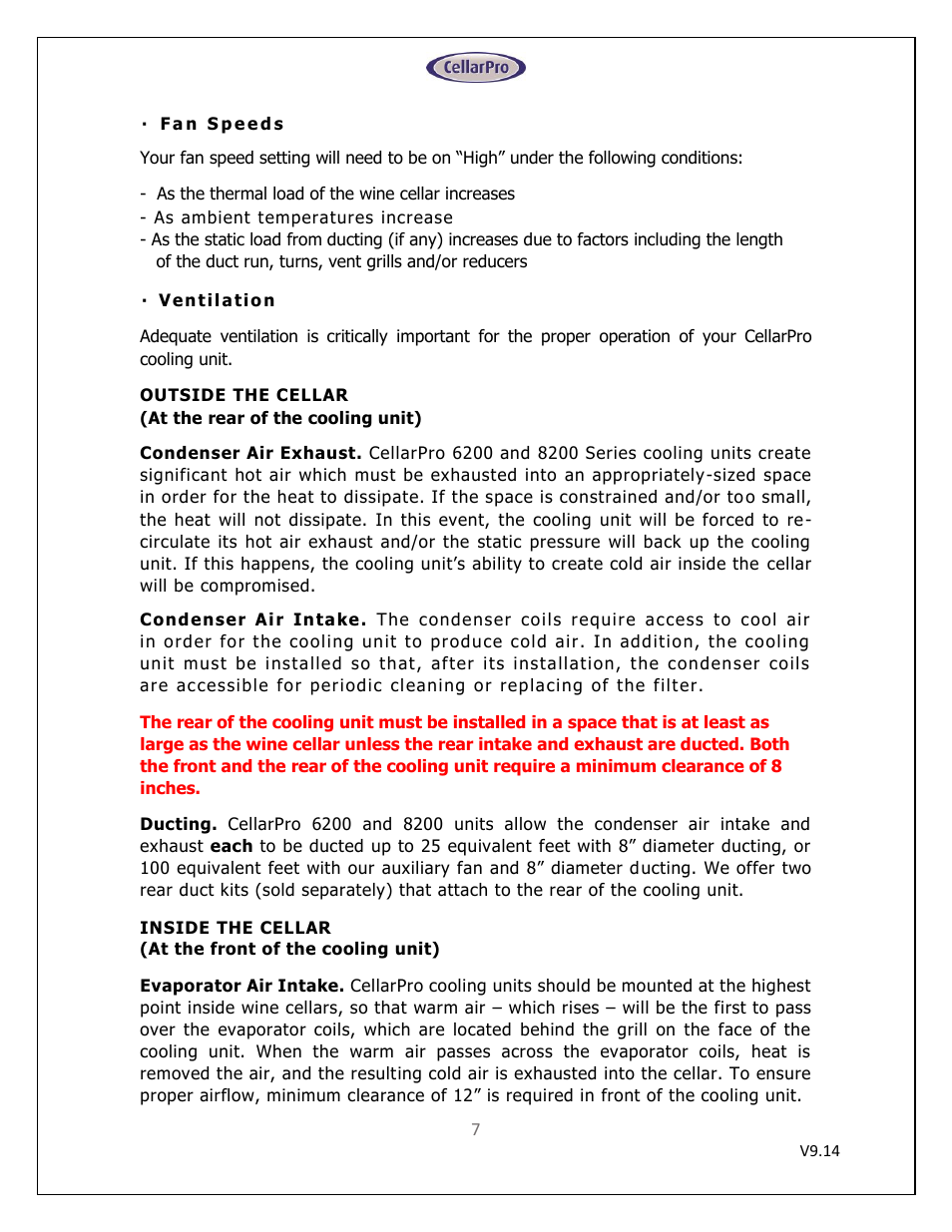 CellarPro 6200VSi User Manual | Page 7 / 27