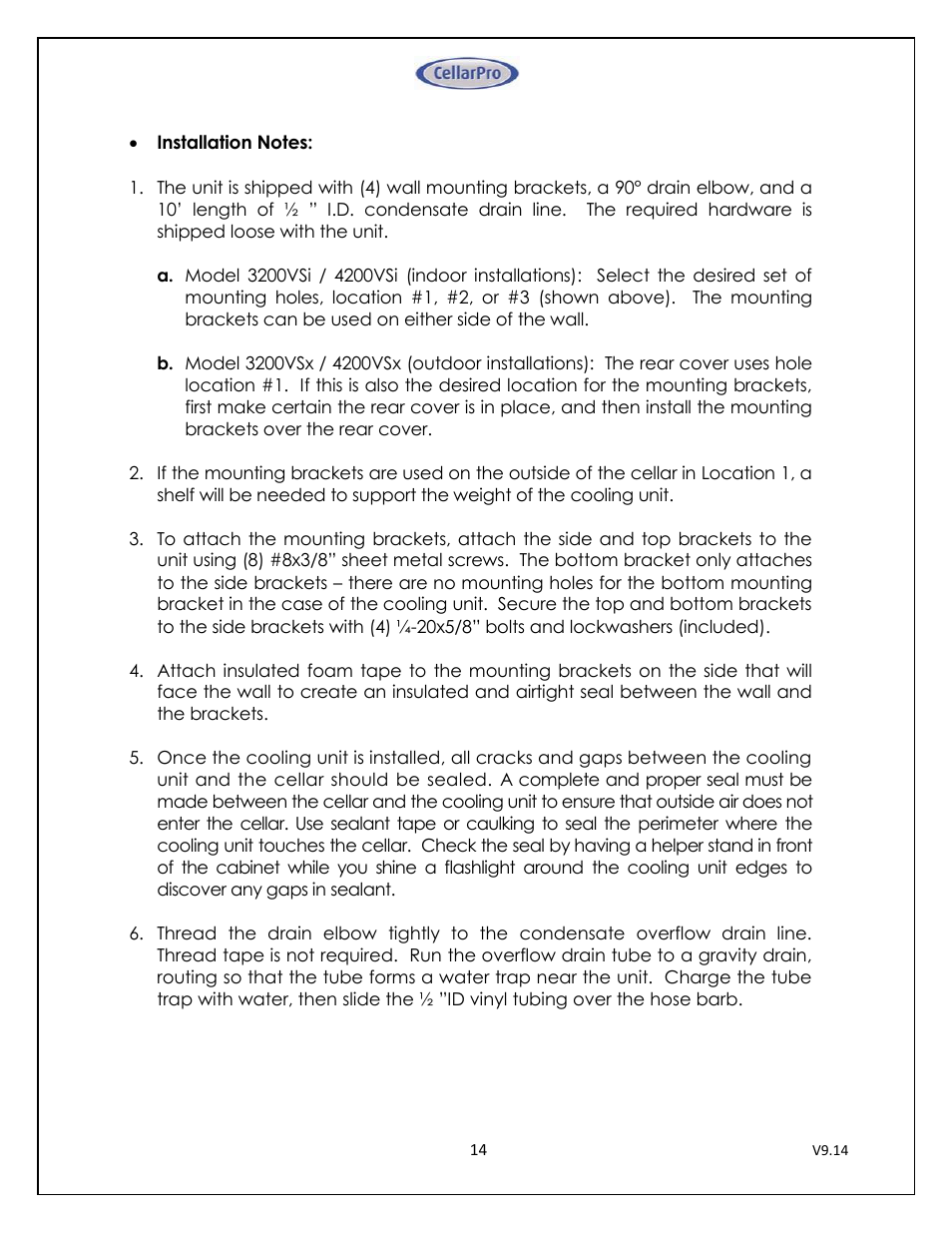 CellarPro 4200VSI-B BEER REFRIGERATION SYSTEM, 2177 User Manual | Page 14 / 32