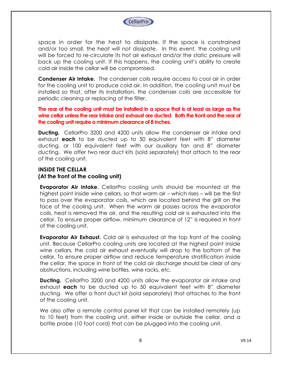 CellarPro 4200VSI-B BEER REFRIGERATION SYSTEM, 2177 User Manual | Page 8 / 32