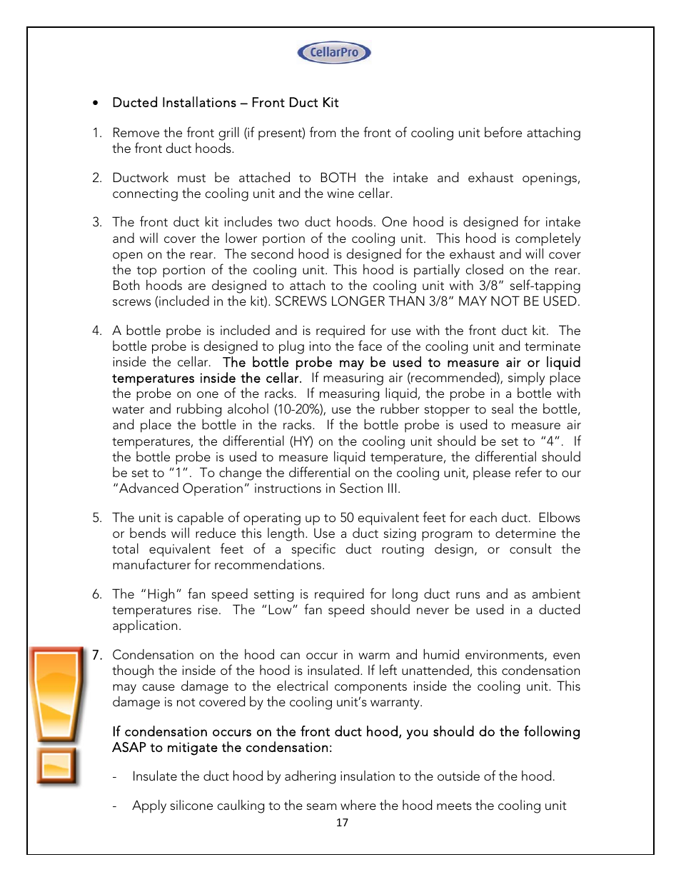 CellarPro 4200VSX WINE COOLING UNIT (EXTERIOR), 1080 User Manual | Page 17 / 32