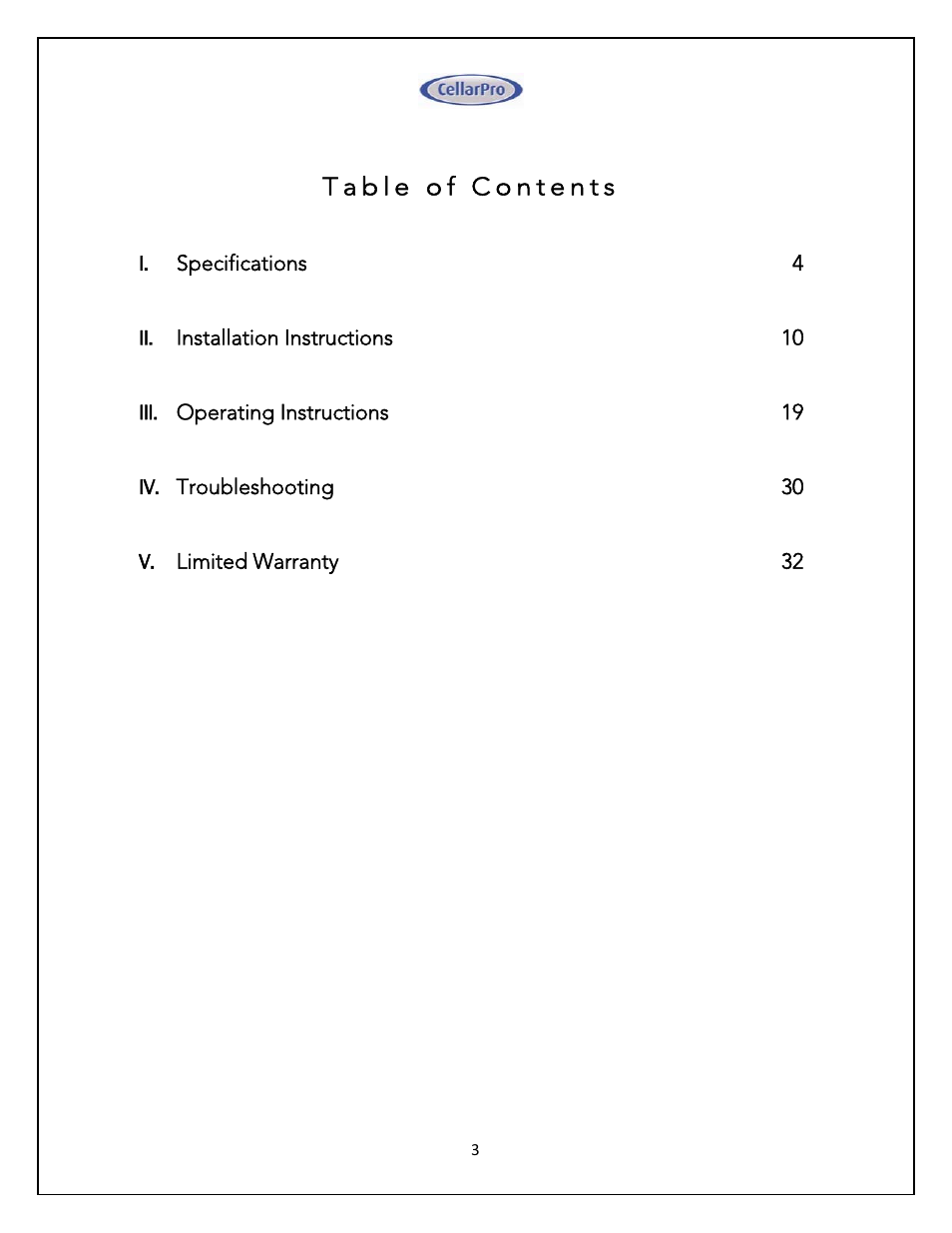 CellarPro 4200VSX WINE COOLING UNIT (EXTERIOR), 1080 User Manual | Page 3 / 32