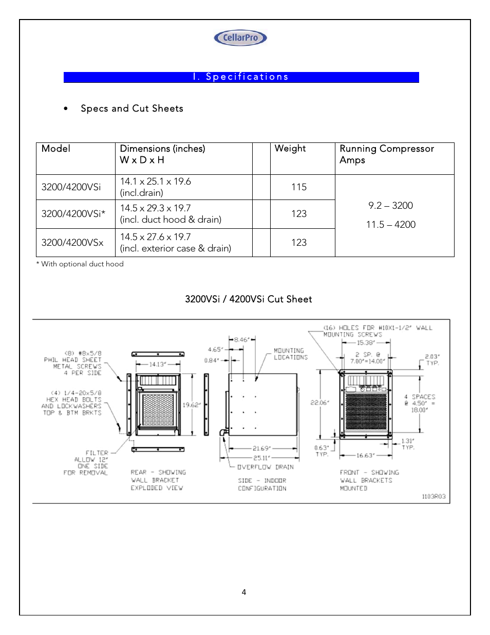 CellarPro 4200VSX WINE COOLING UNIT (EXTERIOR), 1080 User Manual | Page 4 / 32