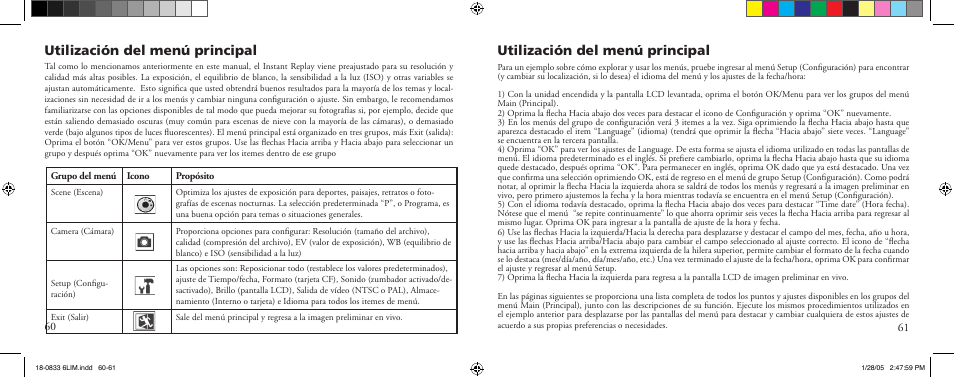 Utilización del menú principal | Bushnell 18-0833 User Manual | Page 31 / 73