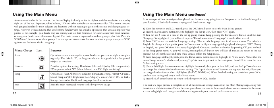 Using the main menu | Bushnell 18-0833 User Manual | Page 7 / 73