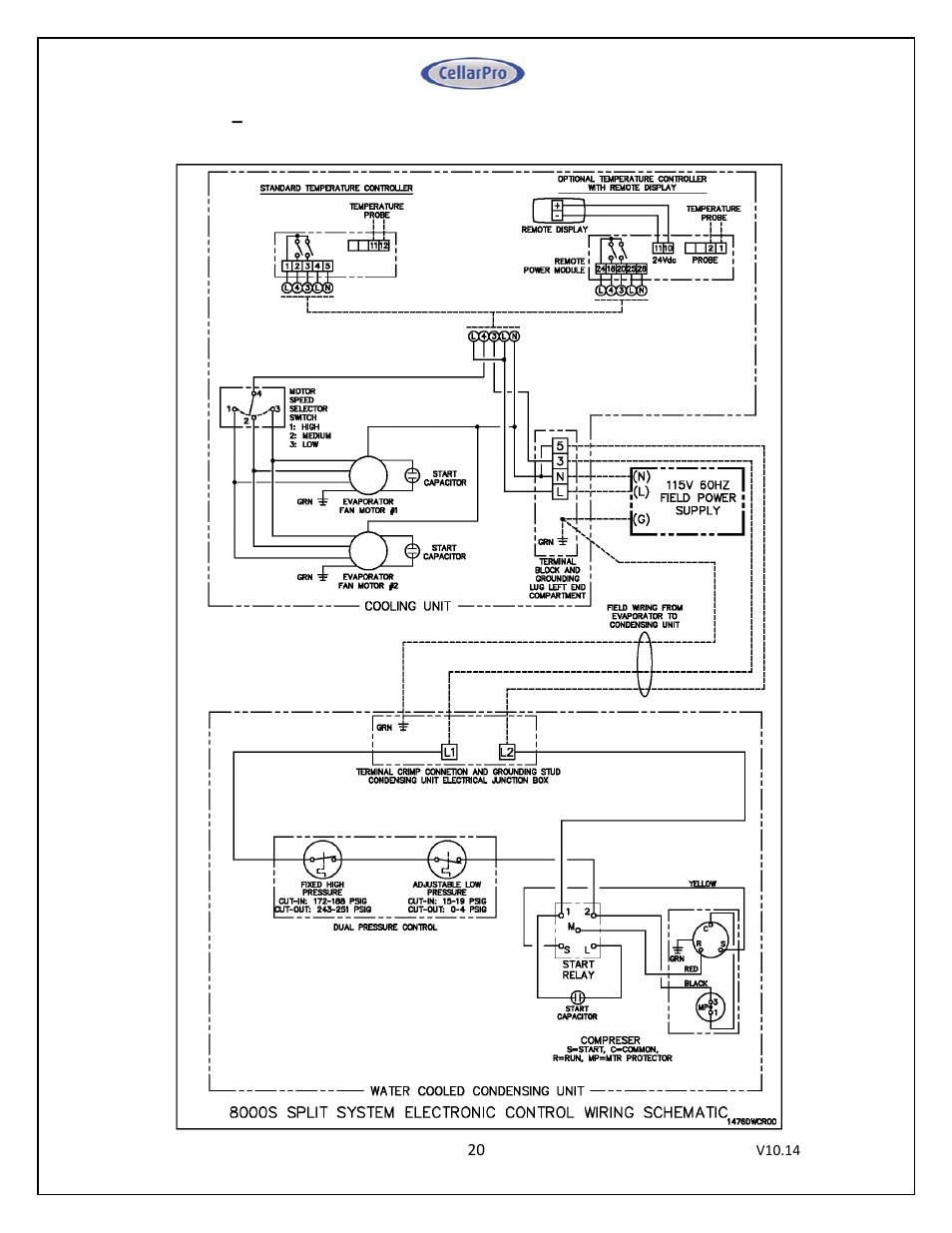 CellarPro 4000SWC SPLIT SYSTEM WATER COOLED, 7649 User Manual | Page 20 / 44