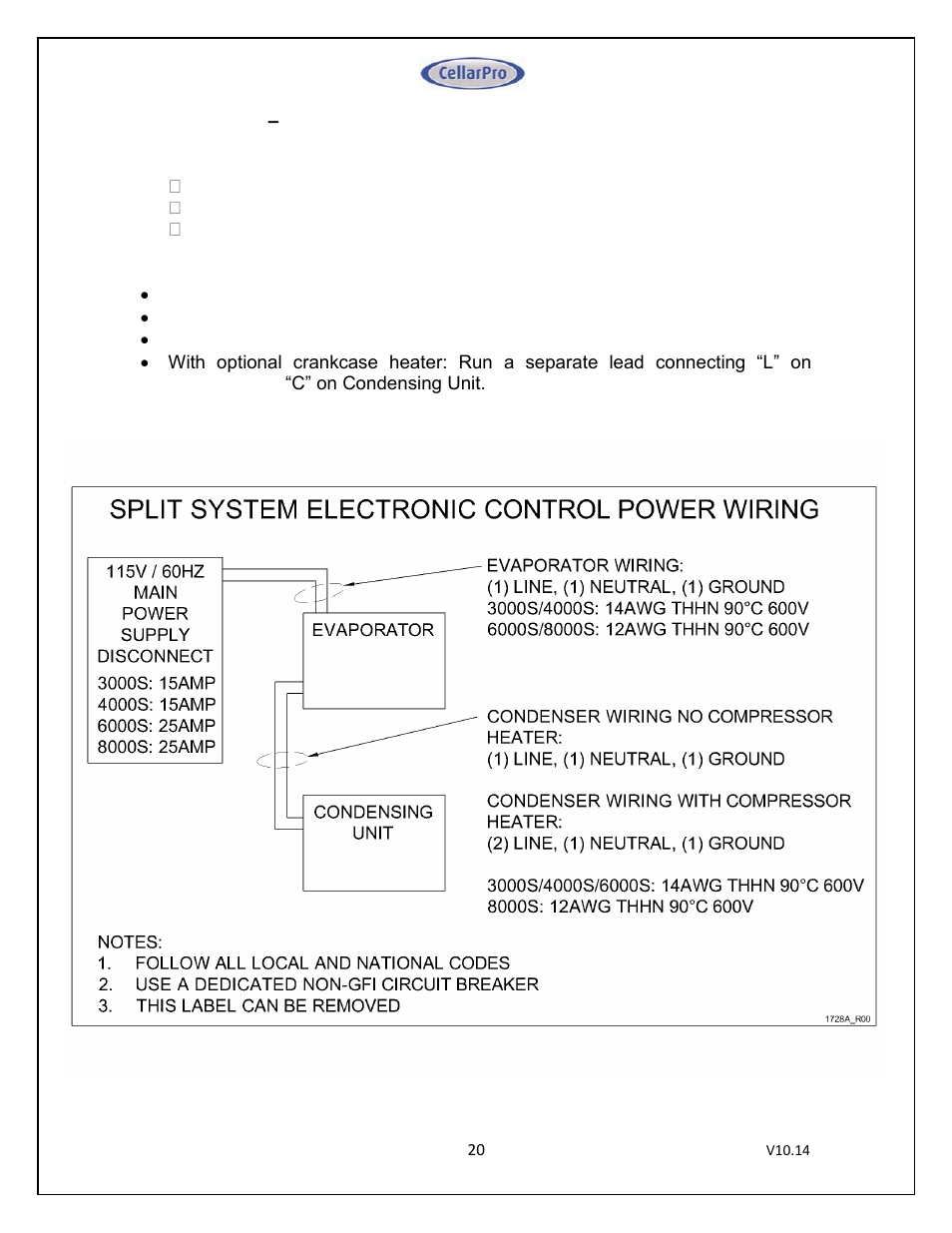 CellarPro MINI-SPLIT 3000S REFRIGERATION SYSTEM, 1713 User Manual | Page 20 / 45