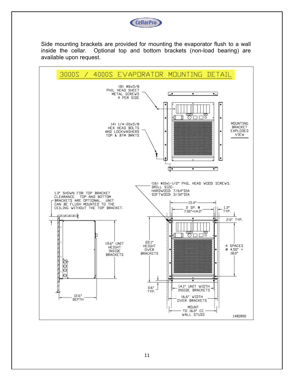CellarPro 4000SH HORIZONTAL SPLIT SYSTEM 220V 50/60HZ, 16270 User Manual | Page 11 / 39