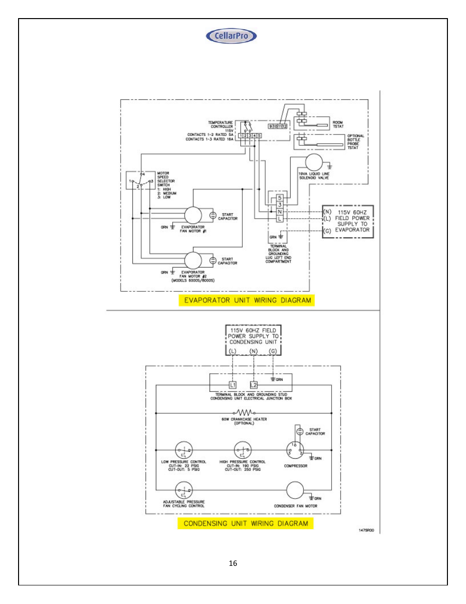 CellarPro 4000SH HORIZONTAL SPLIT SYSTEM 220V 50/60HZ, 16270 User Manual | Page 16 / 39