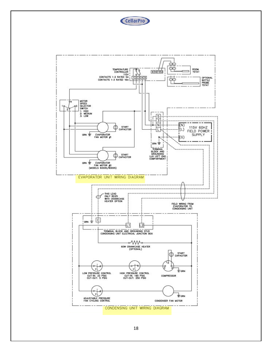 CellarPro 4000SH HORIZONTAL SPLIT SYSTEM 220V 50/60HZ, 16270 User Manual | Page 18 / 39