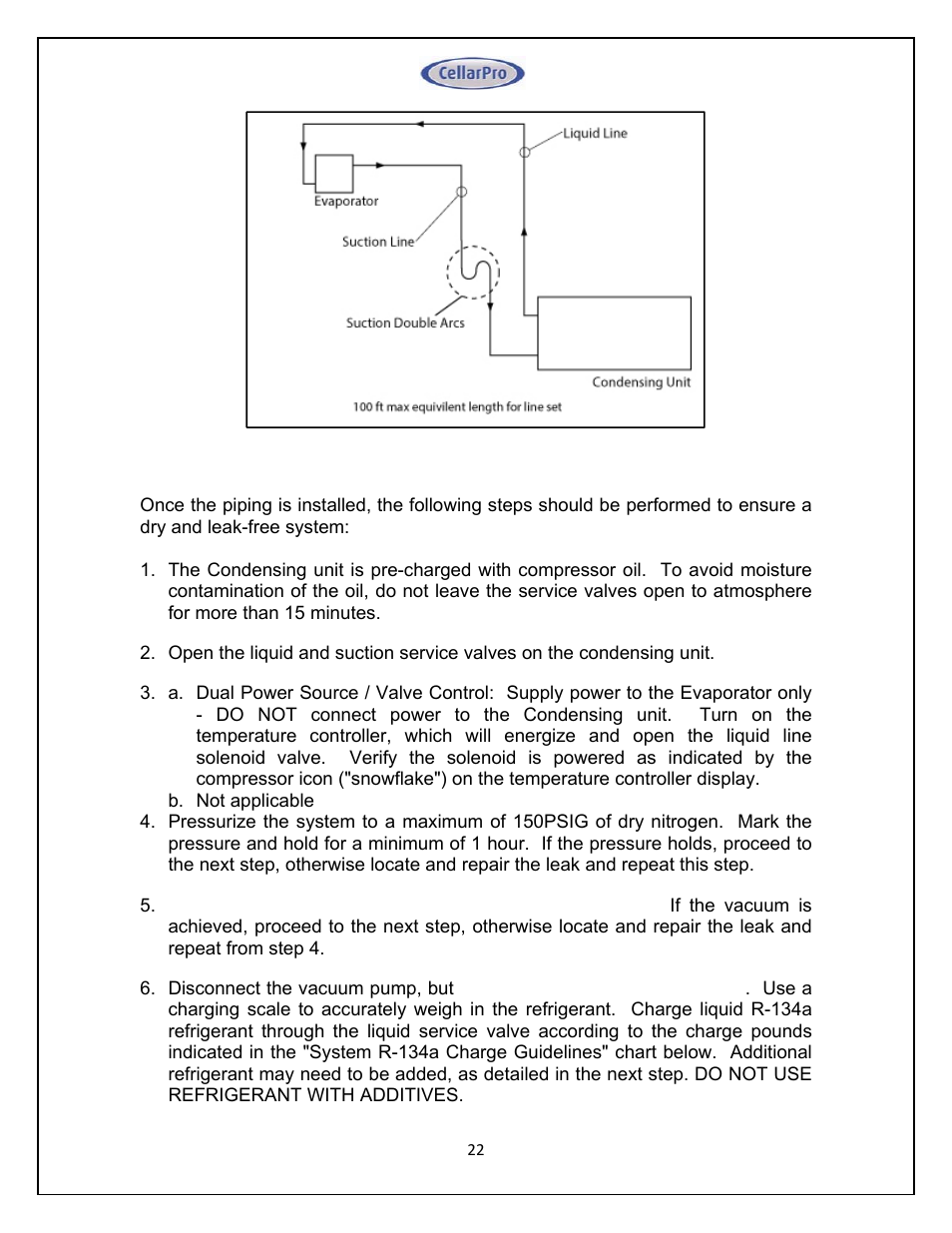 CellarPro 4000SH HORIZONTAL SPLIT SYSTEM 220V 50/60HZ, 16270 User Manual | Page 22 / 39