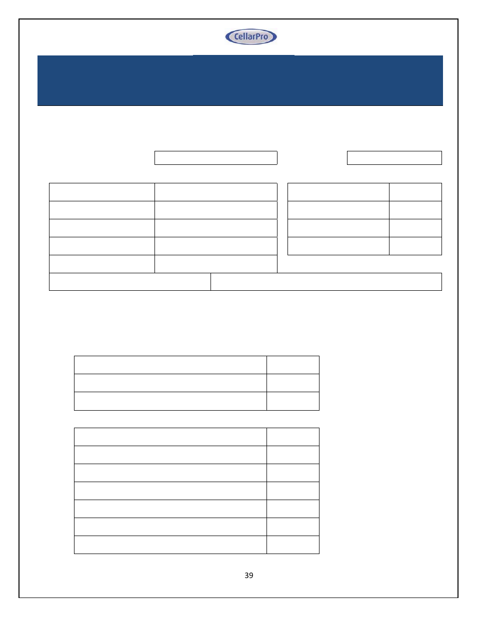 CellarPro 4000SH HORIZONTAL SPLIT SYSTEM 220V 50/60HZ, 16270 User Manual | Page 39 / 39