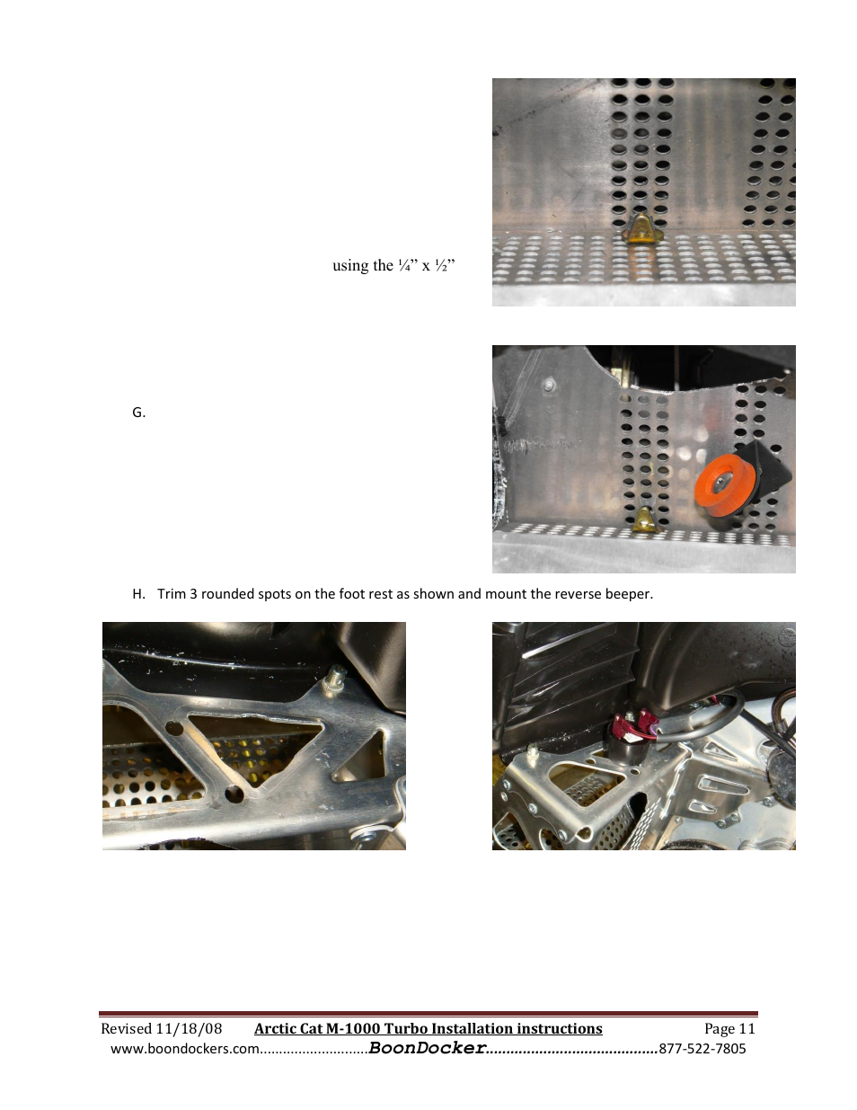 Boondocker | BoonDocker ARCTIC CAT: M1000 Race Gas User Manual | Page 11 / 25