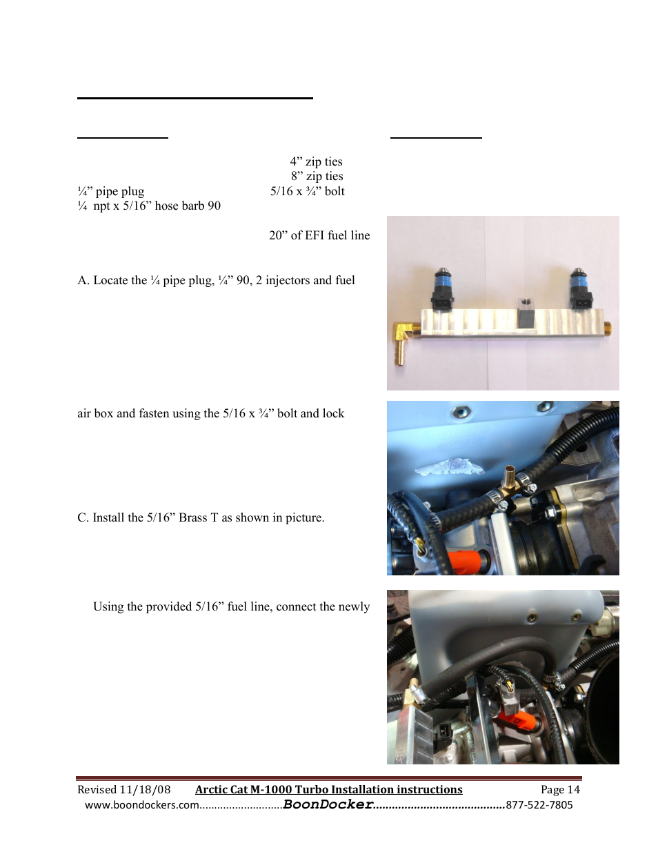 Step: 8 fuel rail installation | BoonDocker ARCTIC CAT: M1000 Race Gas User Manual | Page 14 / 25