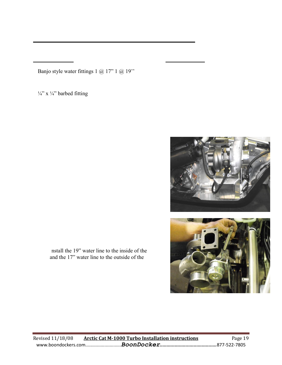 Step 12: installing water lines and actuator | BoonDocker ARCTIC CAT: M1000 Race Gas User Manual | Page 19 / 25