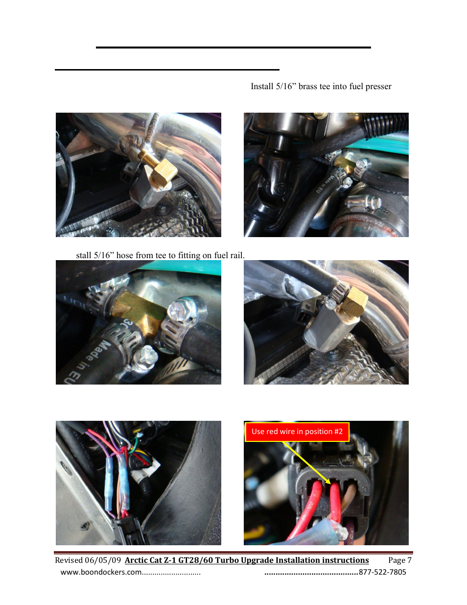 Step 6: install auxiliary fuel injector | BoonDocker ARCTIC CAT: Z1 Turbo Upgrade User Manual | Page 7 / 8