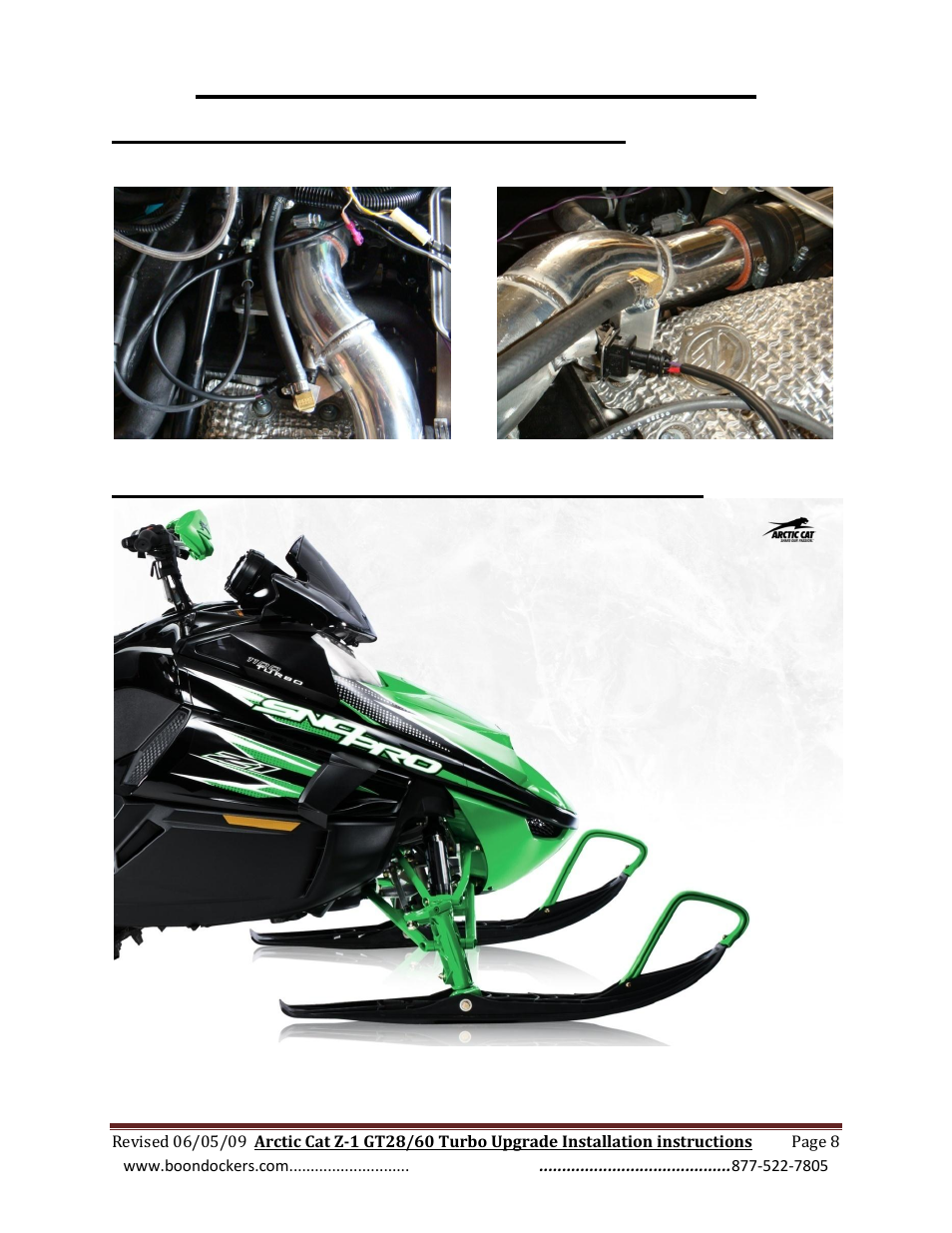 Install auxiliary fuel injector (continued), Step 7: reinstall hood, side panels, and headlight | BoonDocker ARCTIC CAT: Z1 Turbo Upgrade User Manual | Page 8 / 8