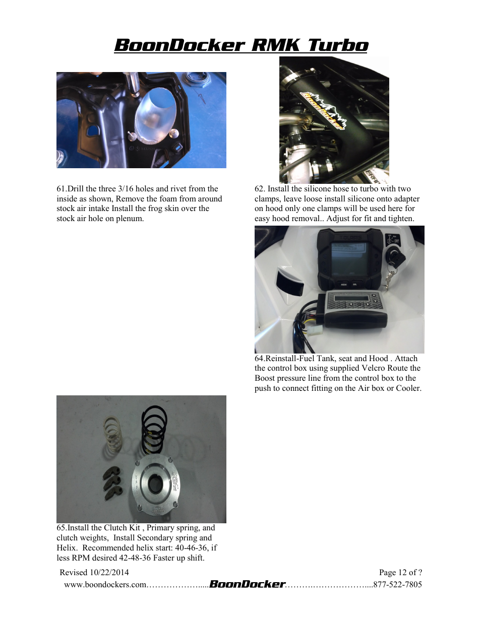 BoonDocker POLARIS: 2011-14 PRO RMK 800 Intercooled User Manual | Page 12 / 12