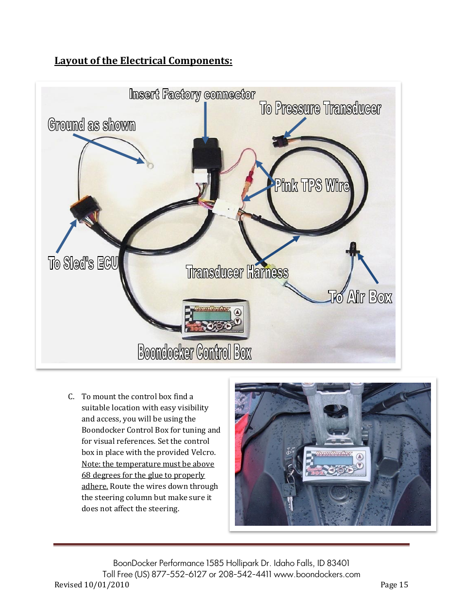 Layout of the electrical components | BoonDocker POLARIS: 2007-10 Dragon Pump Gas User Manual | Page 15 / 19