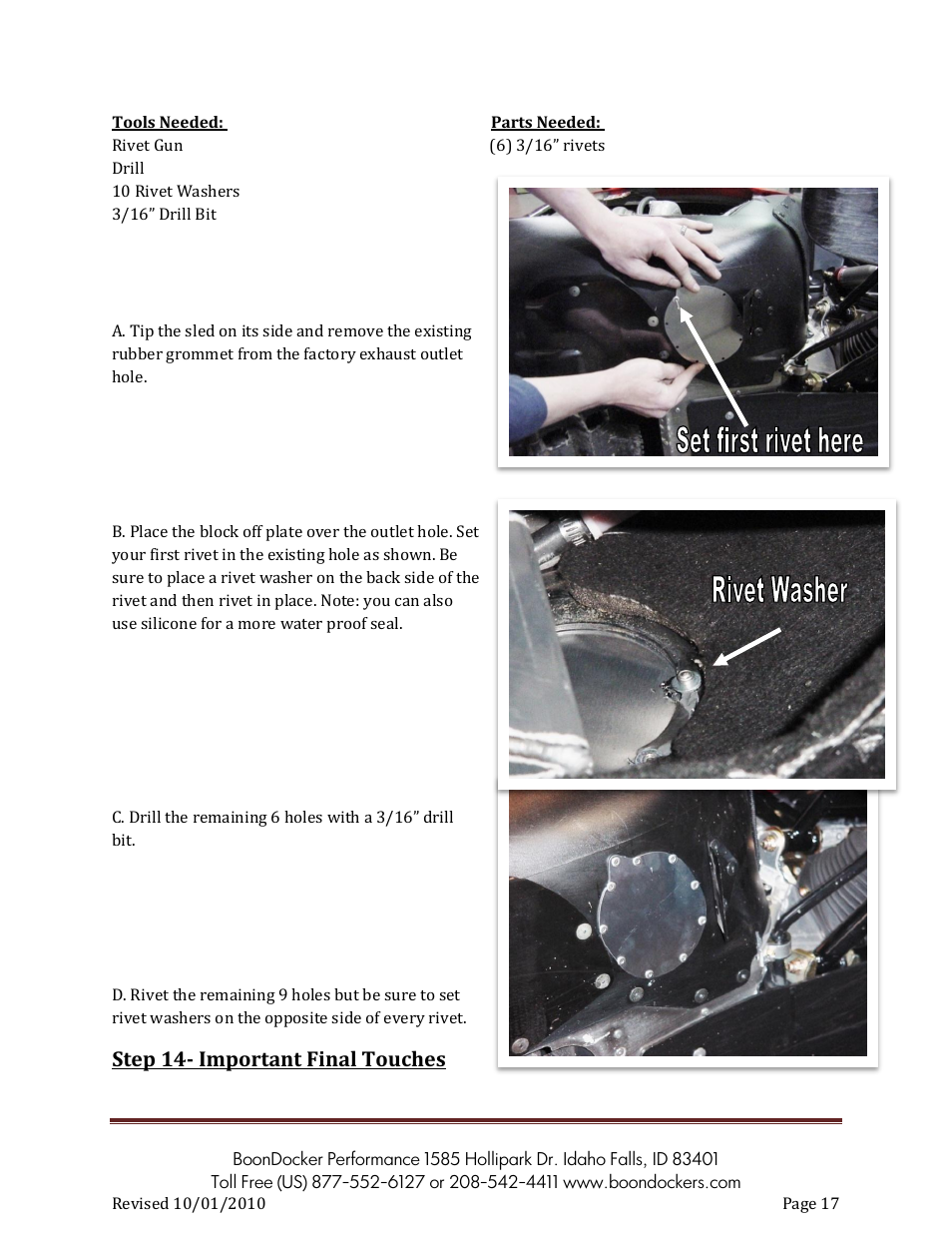 Step 14- important final touches | BoonDocker POLARIS: 2007-10 Dragon Pump Gas User Manual | Page 17 / 19